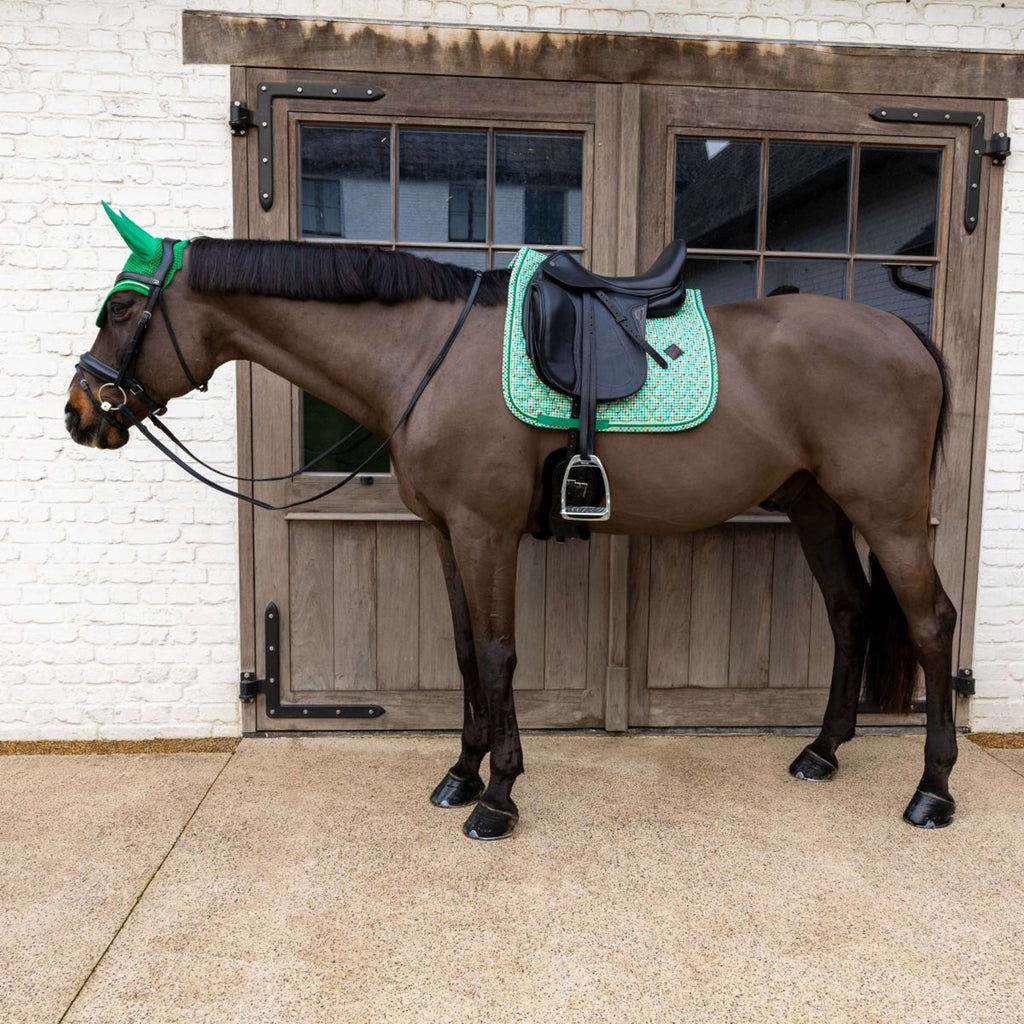 Kentucky Tapis de Selle Velvet Pied De Poule Dressage Vert clair