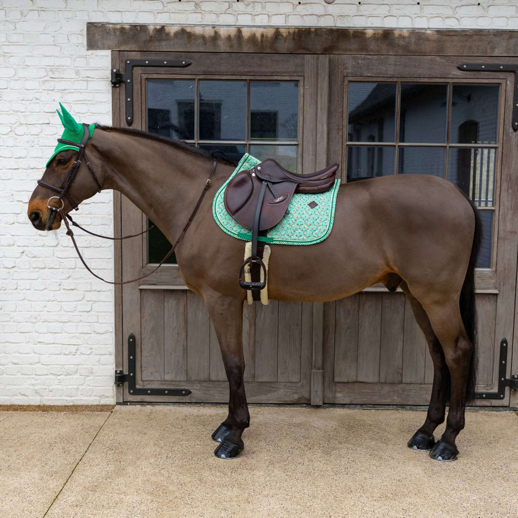 Kentucky Tapis de Selle Velvet Pied De Poule de Saut Vert clair