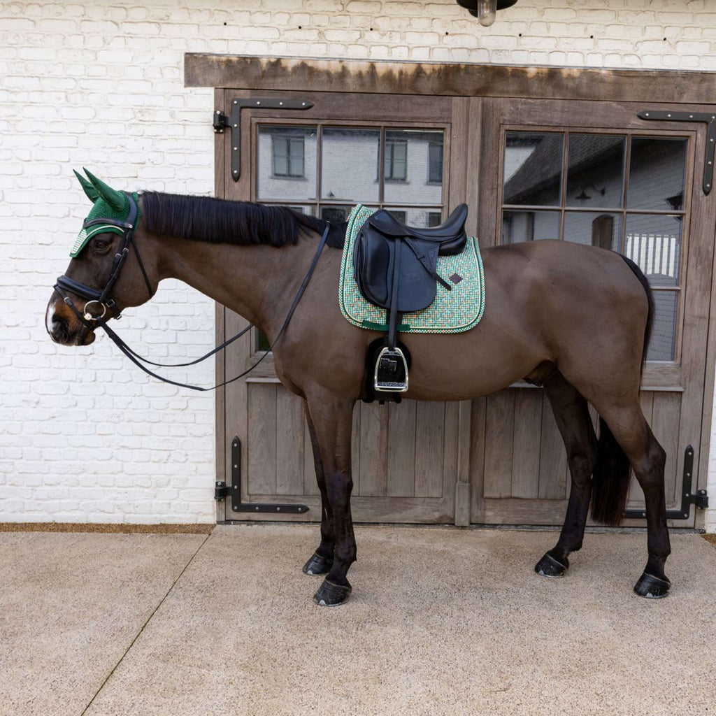 Kentucky Tapis de Selle Velvet Pied De Poule Dressage Vert foncé
