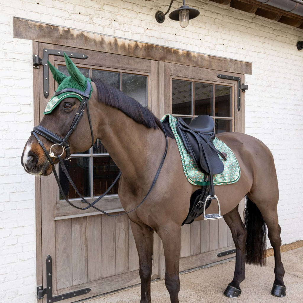 Kentucky Tapis de Selle Velvet Pied De Poule Dressage Vert foncé