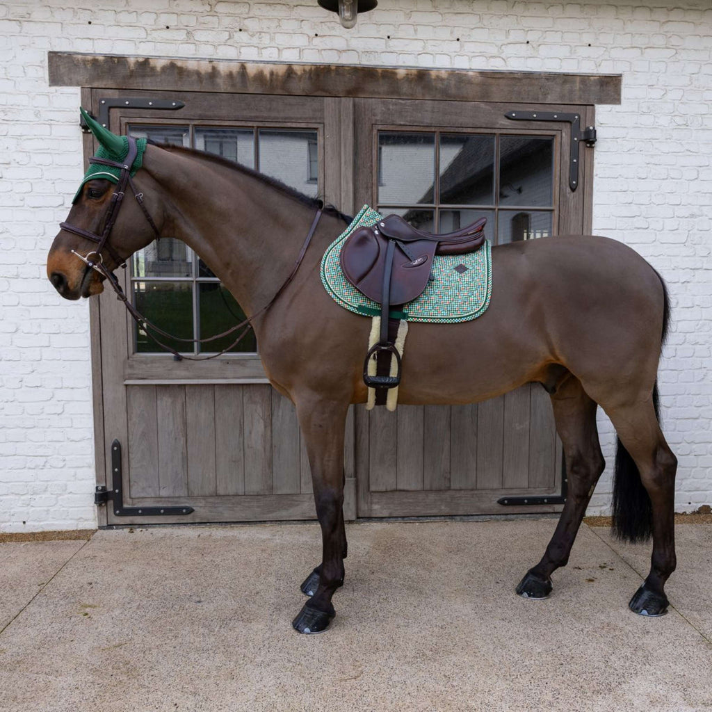 Kentucky Tapis de Selle Velvet Pied De Poule de Saut Vert foncé
