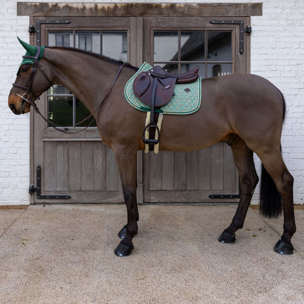 Kentucky Tapis de Selle Velvet Pied De Poule de Saut Vert foncé