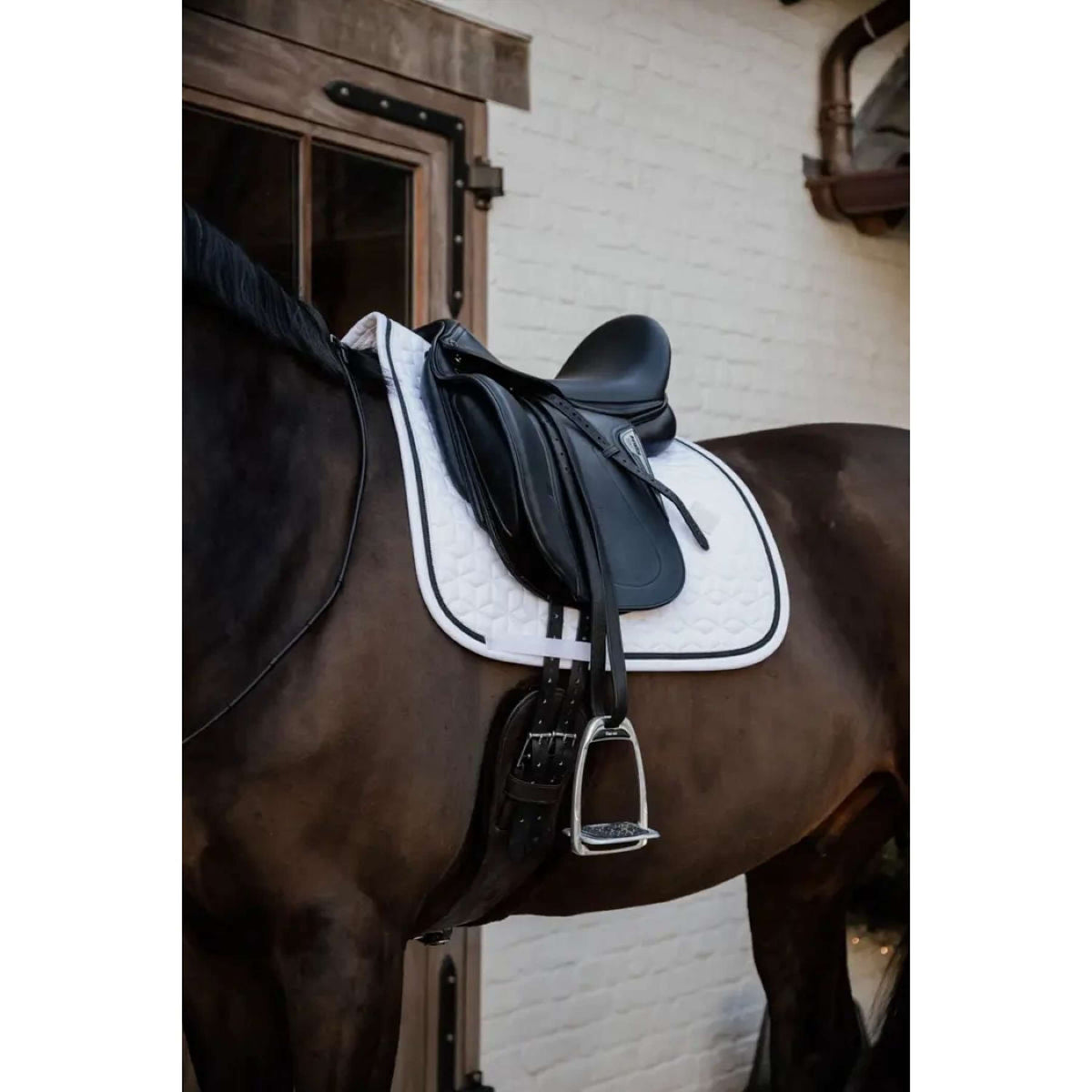 Kentucky Tapis de Selle Glitter Rope Dressage Blanc/Noir