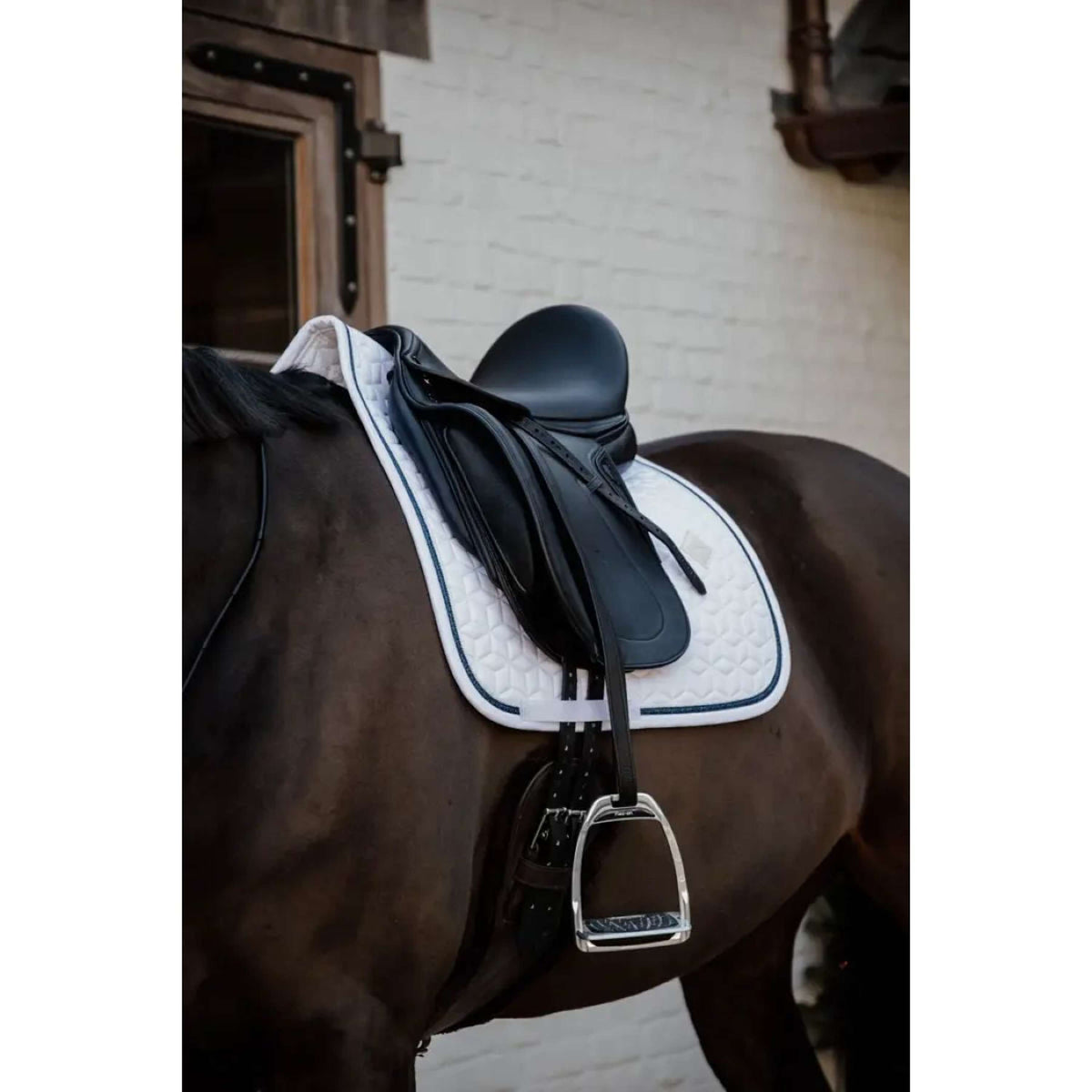 Kentucky Tapis de Selle Glitter Rope Dressage Blanc/Noir