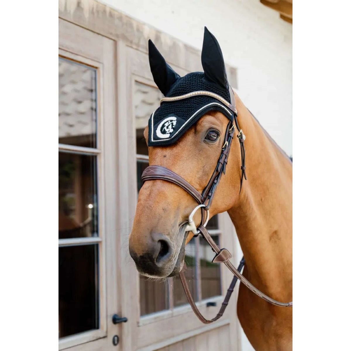 Kentucky Horsewear Bonnet Anti-Mouches Wellington 3D Logo Noir