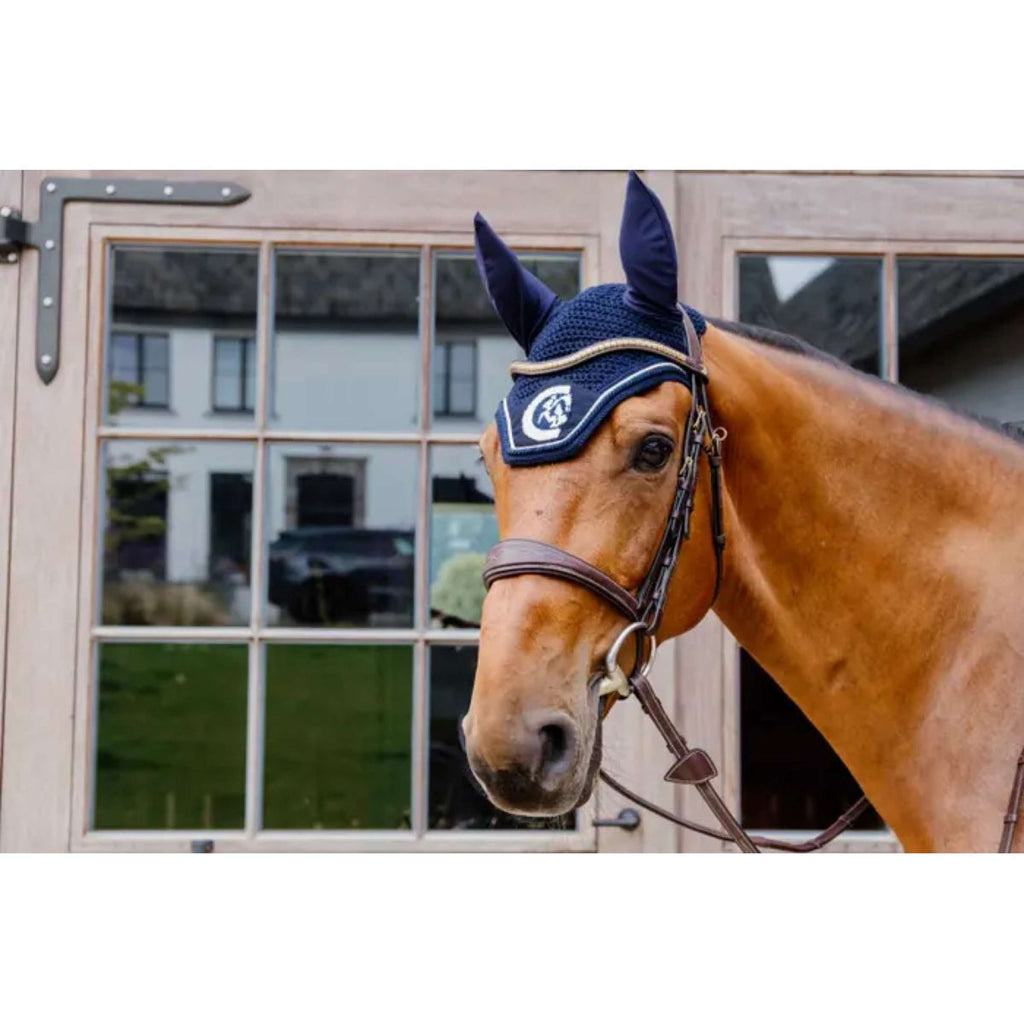 Kentucky Horsewear Bonnet Anti-Mouches Wellington 3D Logo Marin