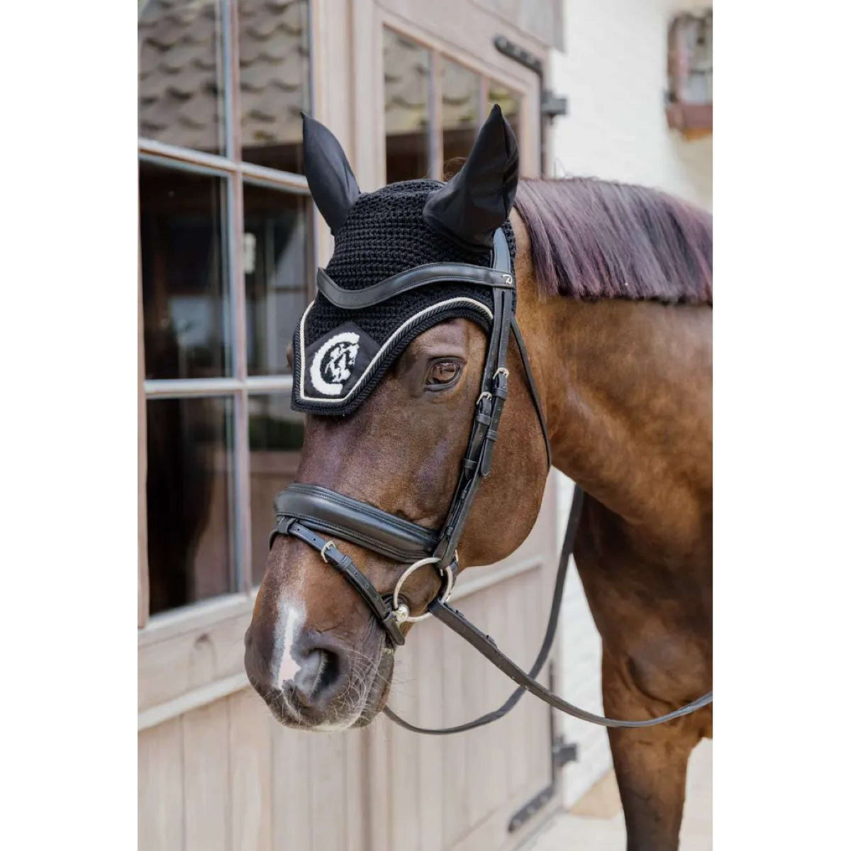 Kentucky Horsewear Bonnet Anti-Mouches Wellington 3D Logo Noir