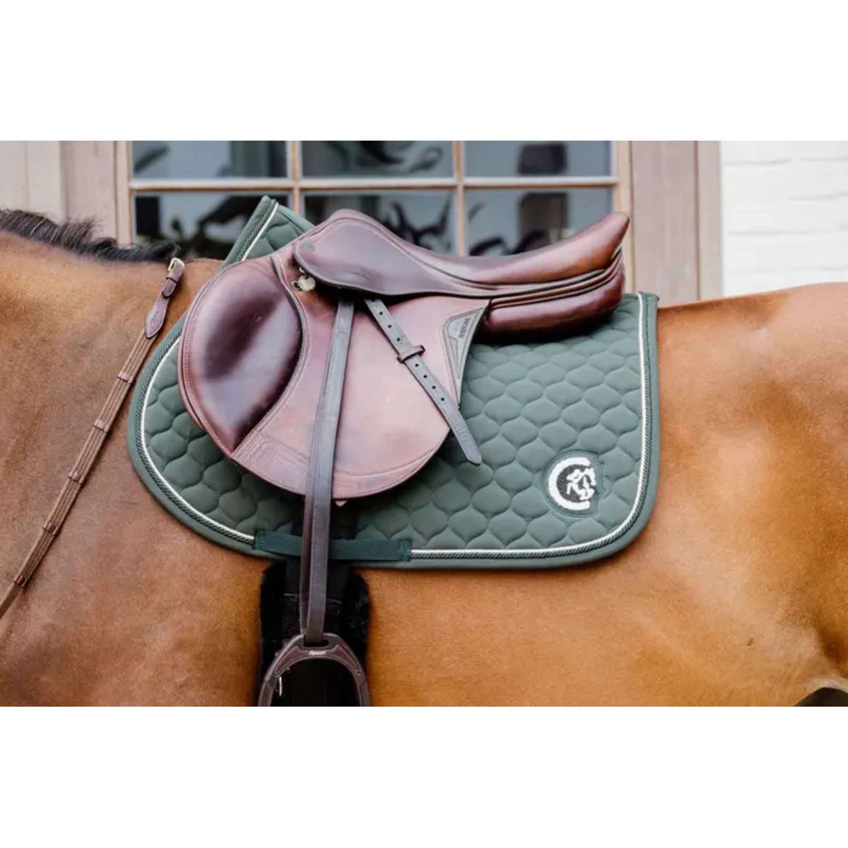 Kentucky Horsewear Tapis de Selle Onion Quilt 3D Logo de Saut Pine Green