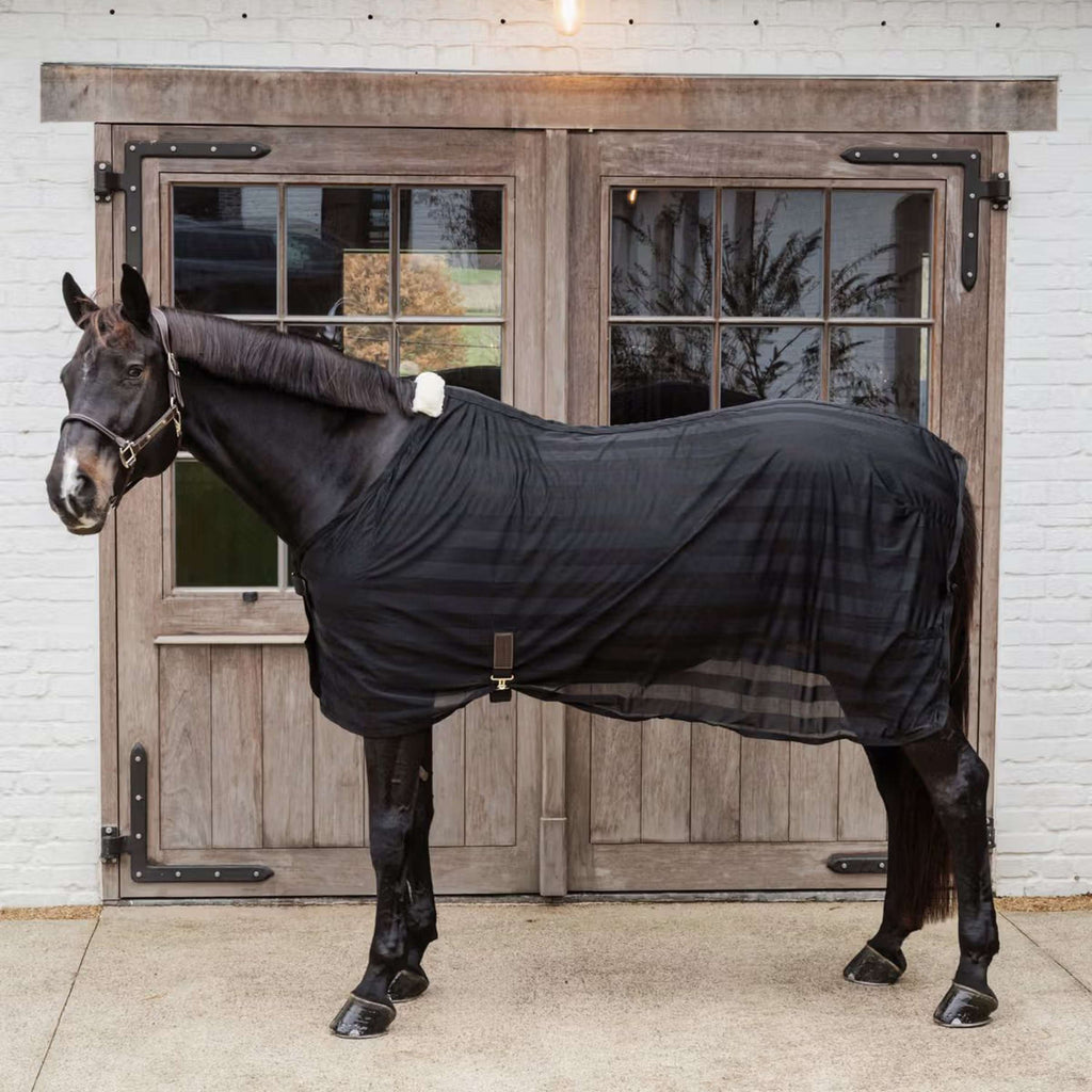 Kentucky Horsewear Couverture Anti-Mouches Light Striped Mesh Noir