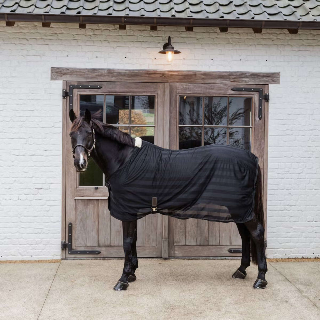 Kentucky Horsewear Couverture Anti-Mouches Light Striped Mesh Noir