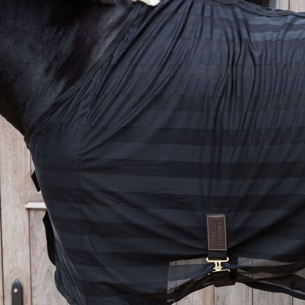 Kentucky Horsewear Couverture Anti-Mouches Light Striped Mesh Noir