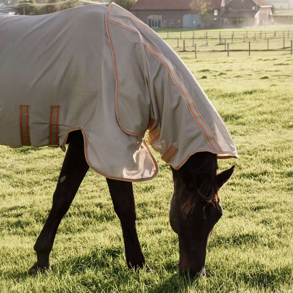 Kentucky Horsewear Couverture Anti-Mouches Comfort Mesh Beige/Orange
