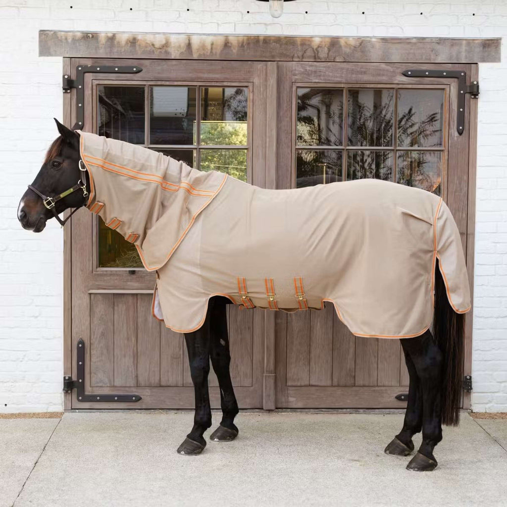 Kentucky Horsewear Couverture Anti-Mouches Comfort Mesh Beige/Orange
