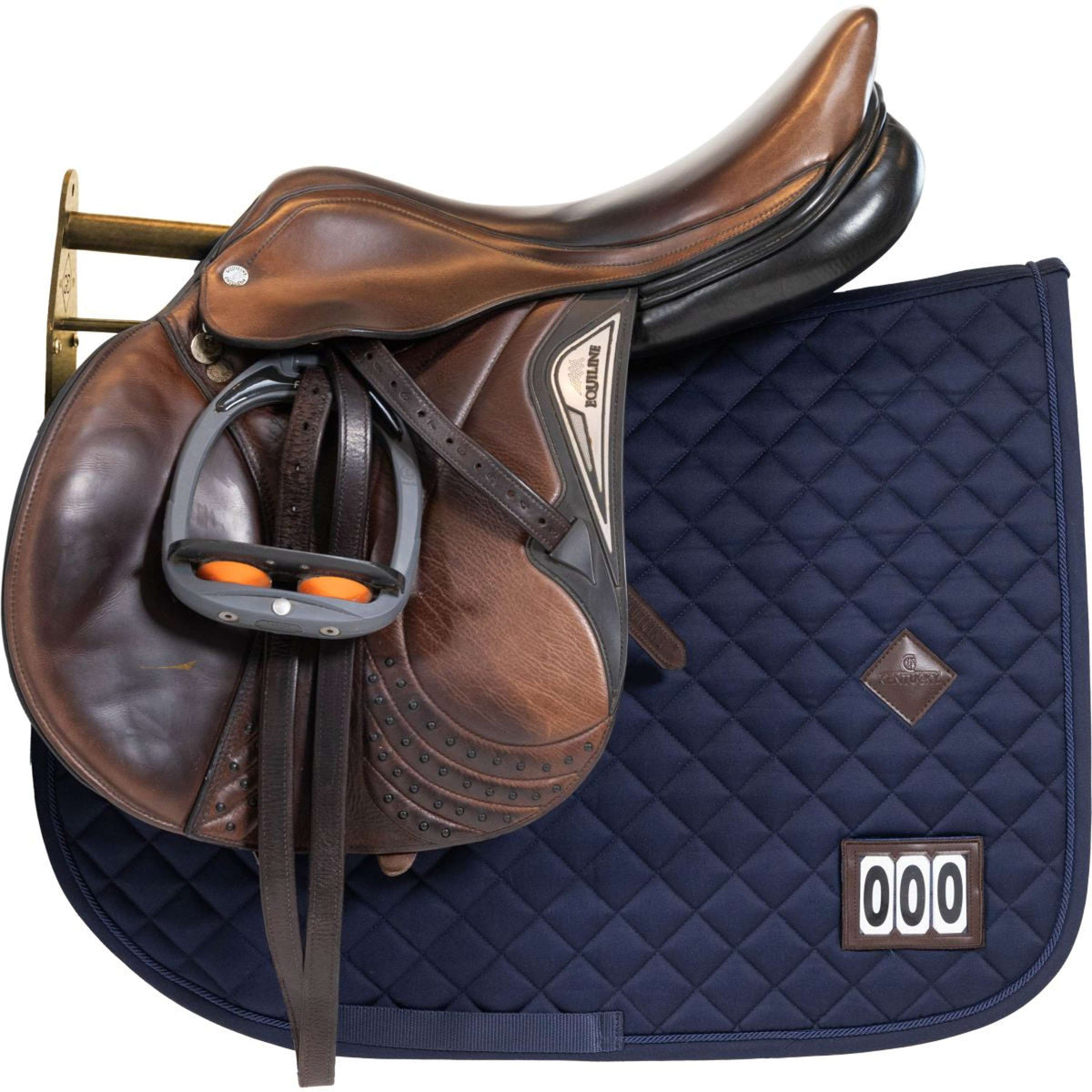 Kentucky Porte-Selle Metal avec Tapis de Selle Support Steel Gold