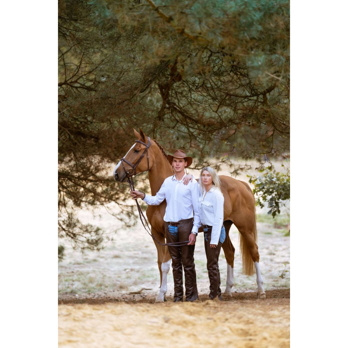 Dyon Longues Jambières en Cuir Standard Marron