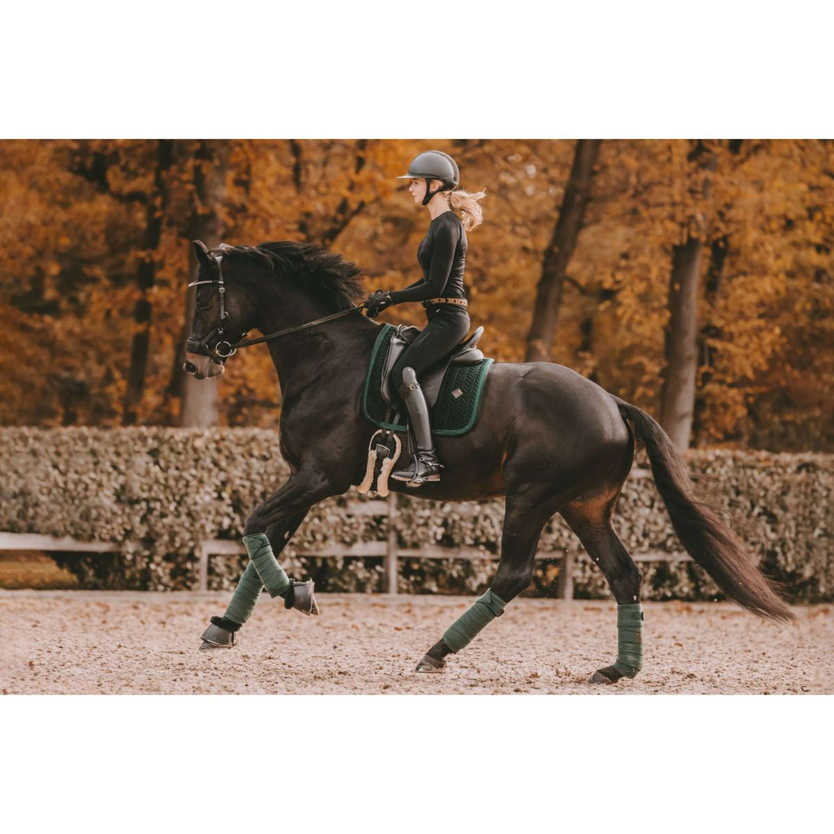Kentucky Tapis de Selle velours Pearls Dressage Pine Green