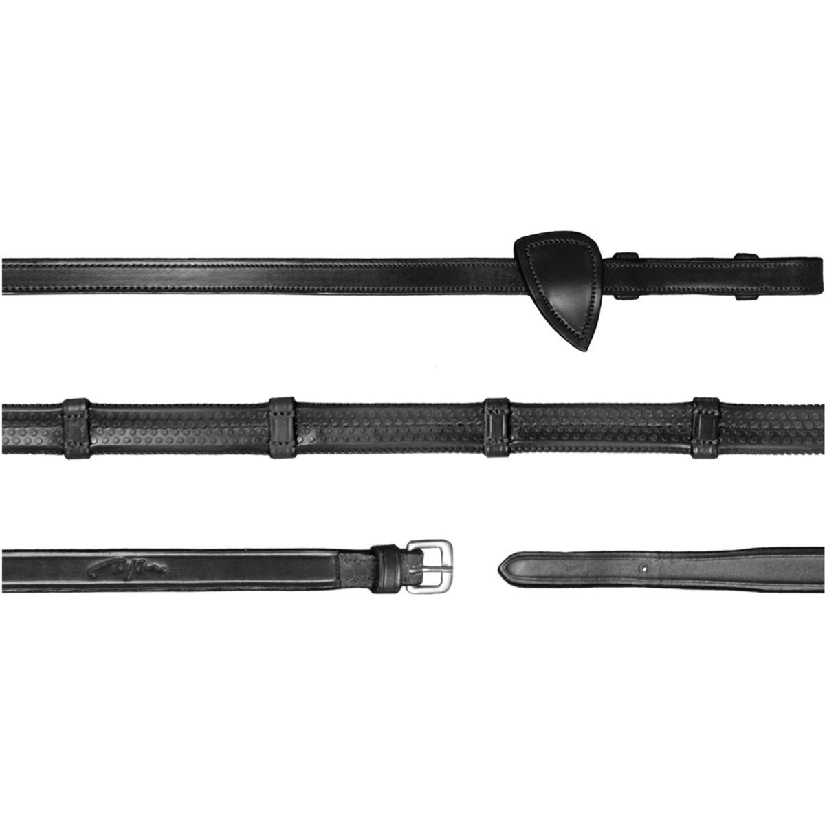 Dyon Rênes 7 Loops New English Collection 1/2 Caoutchouc Noir