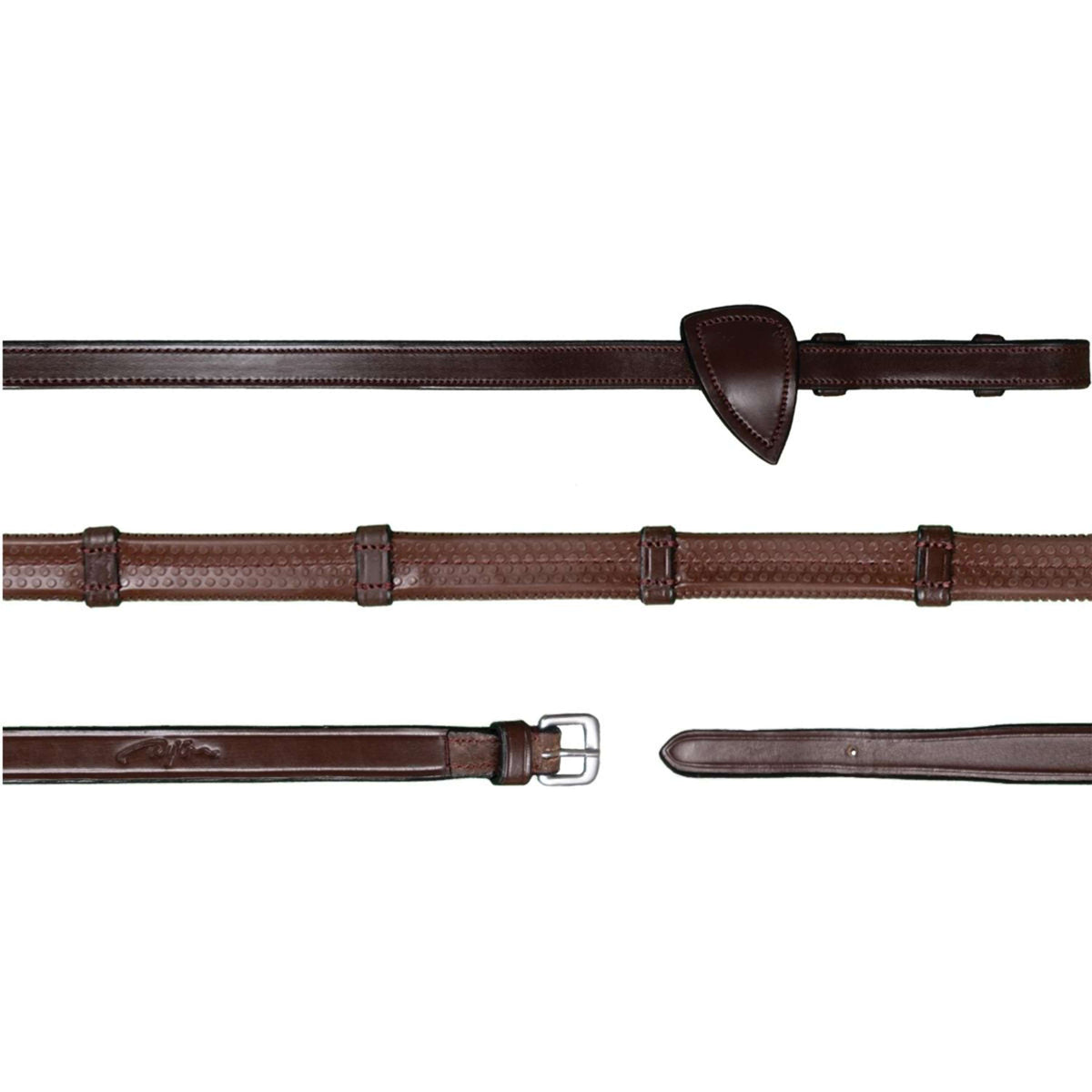 Dyon Rênes 7 Loops New English Collection 1/2 Caoutchouc Marron