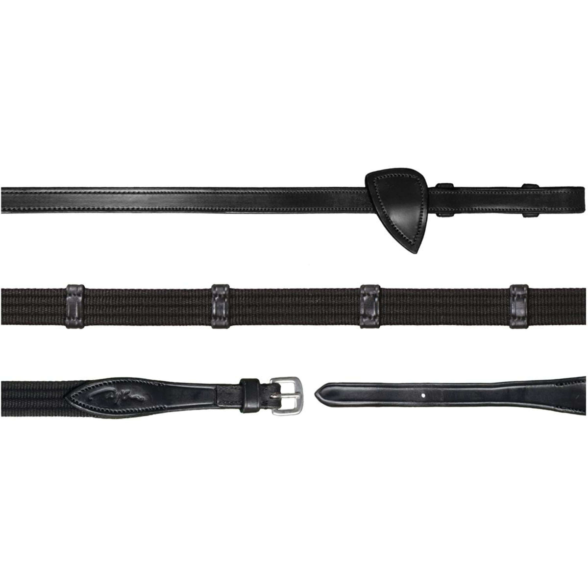 Dyon Rênes 9 Loops New English Collection 5/8 Caoutchouc Noir