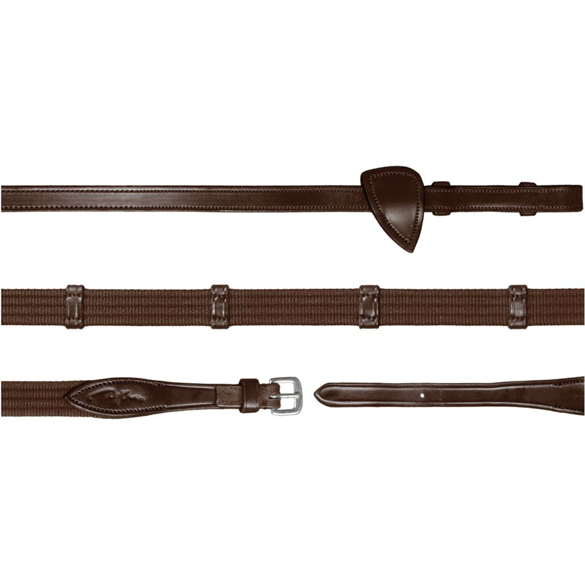 Dyon Rênes 9 Loops New English Collection 5/8 Caoutchouc Marron