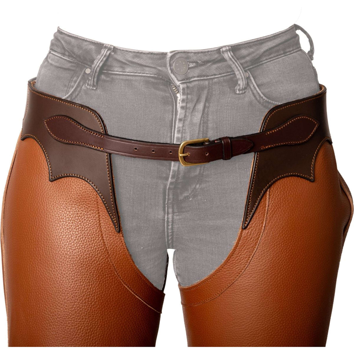 Dyon Longues Jambières en Cuir Standard Cognac