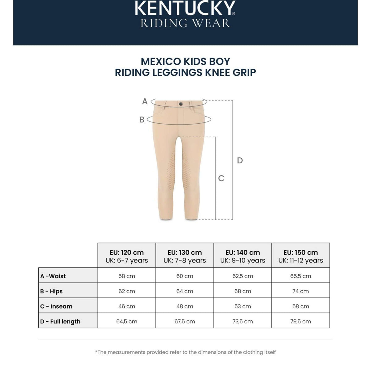 Kentucky Legging d'Équitation Mexico Knee Grip Boys Beige
