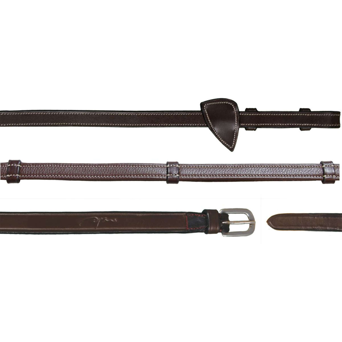 Dyon Rênes Leather Working Collection 1/2 avec Poignées Marron