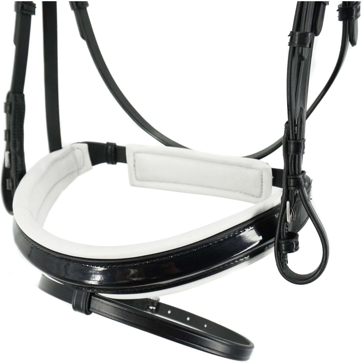 Kieffer Bridon Comfort Paris Anglais Muserolle avec Noseband, Noir Technique, Vernis, 35mm Noir/Blanc