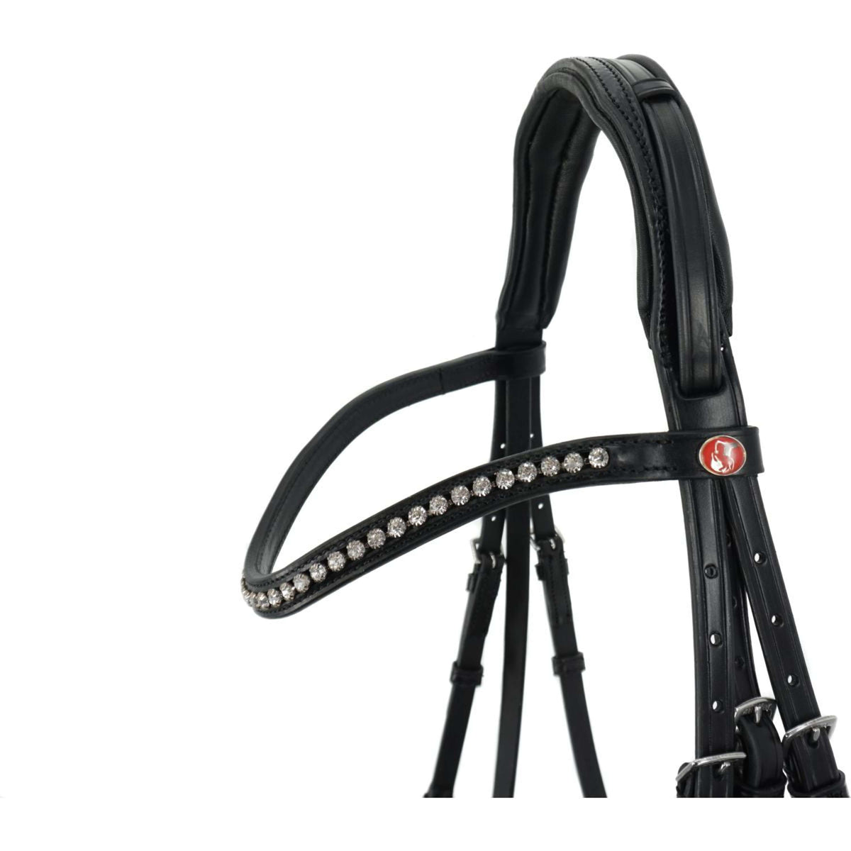 Kieffer Bridon Comfort Paris Anglais Muserolle avec Noseband, Noir Technique, Vernis, 35mm Noir/Blanc