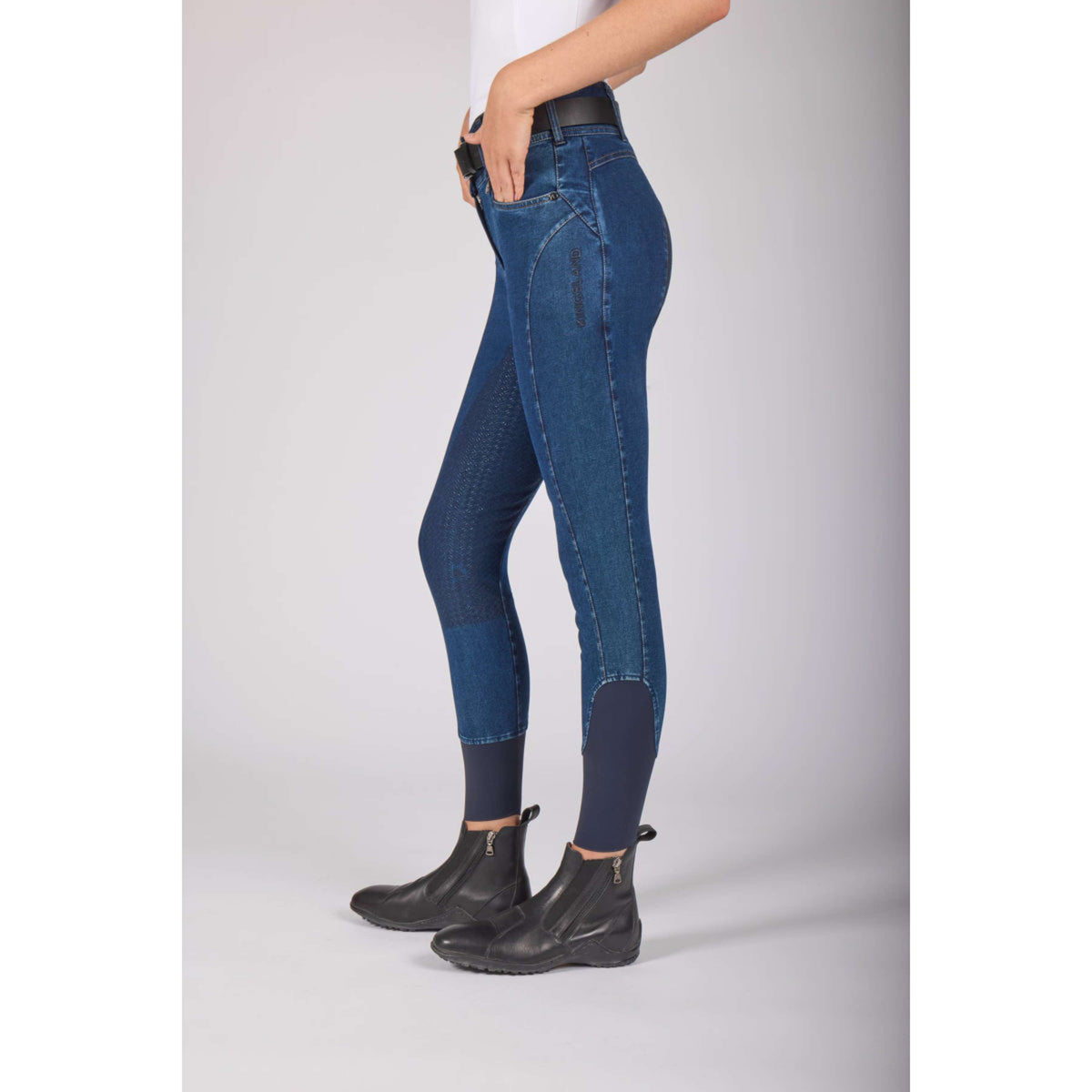 Kingsland Pantalon d'Équitation KLKayce Denim Full Grip Marin