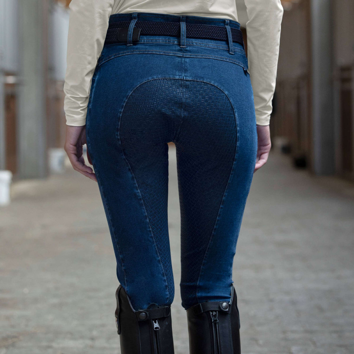 Kingsland Pantalon d'Équitation KLKayce Denim Full Grip Marin