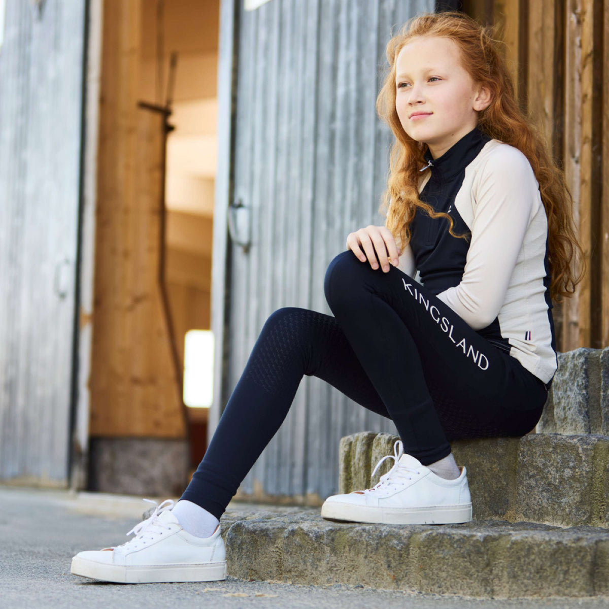 Kingsland Legging d'Équitation KLLinda Junior F-Tec 5 Full Grip Marin