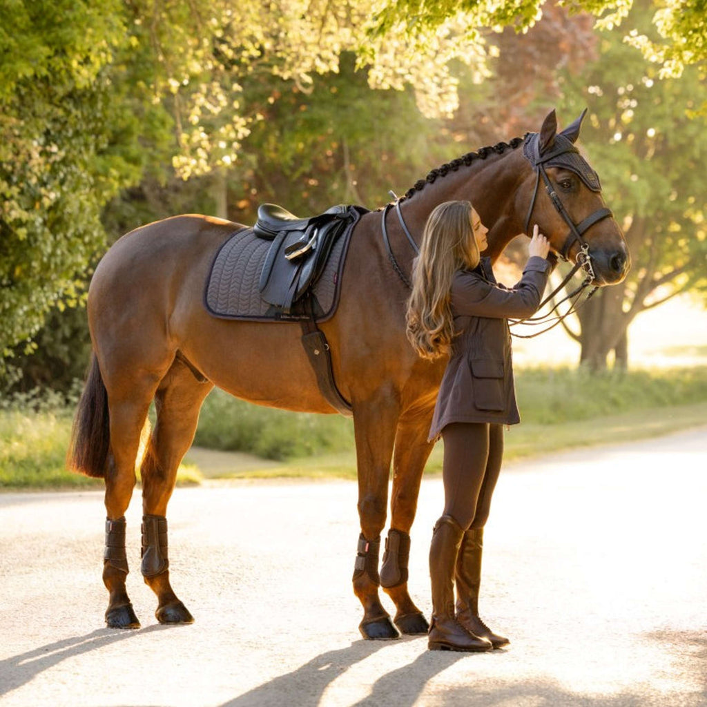 LeMieux Tapis de Selle Heritage Herringbone Square Dressage Cocoa