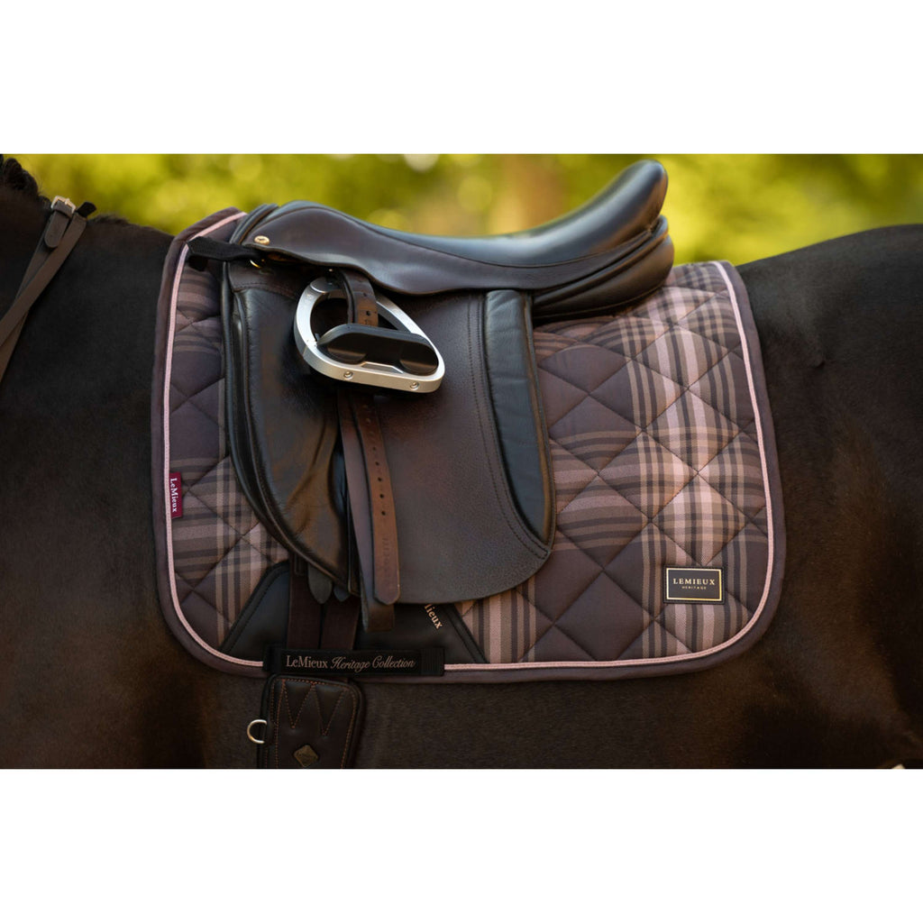 LeMieux Tapis de Selle Heritage Check Square Dressage Cocoa