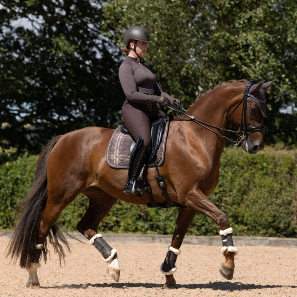 LeMieux Tapis de Selle Heritage Check Square Dressage Cocoa
