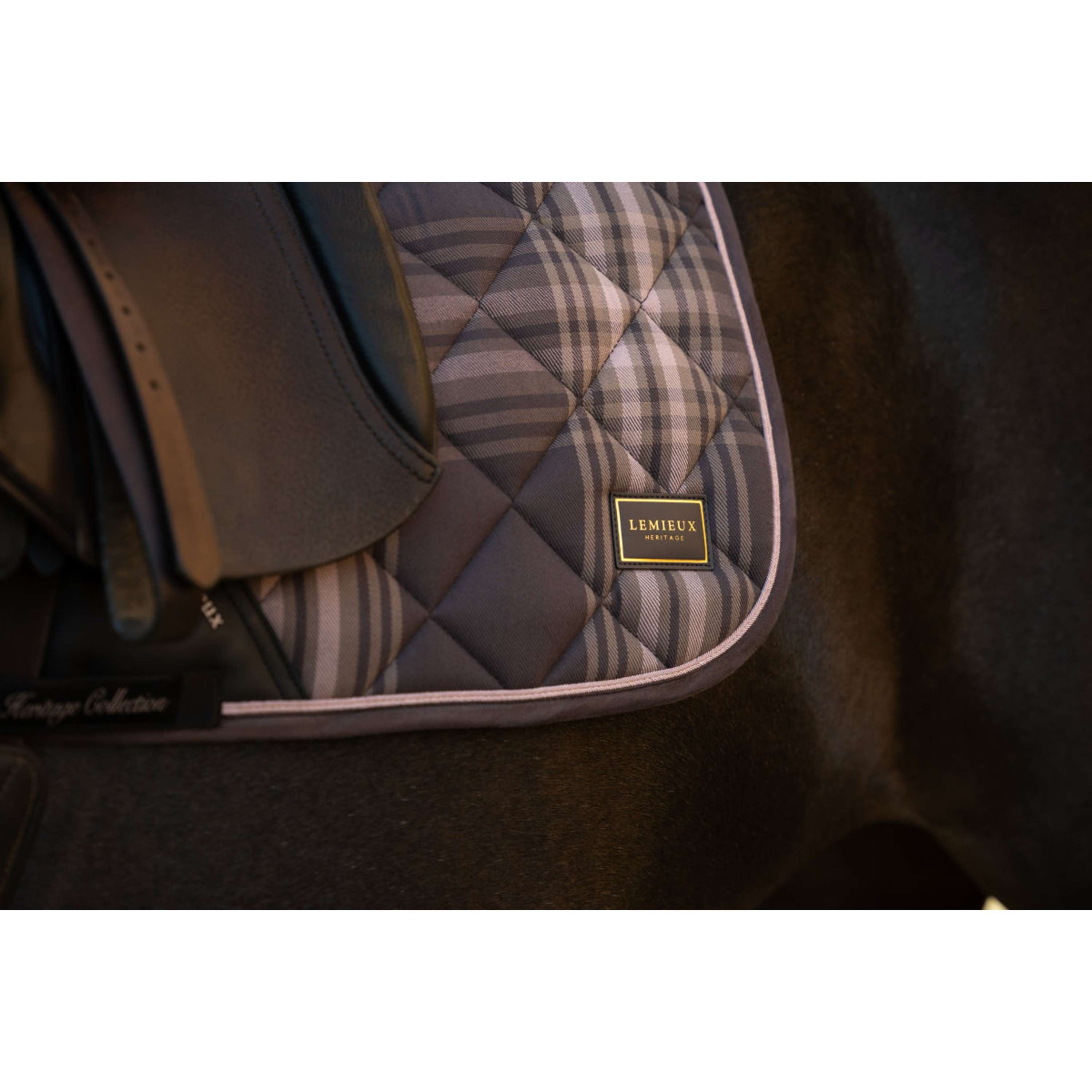 LeMieux Tapis de Selle Heritage Check Square Dressage Cocoa