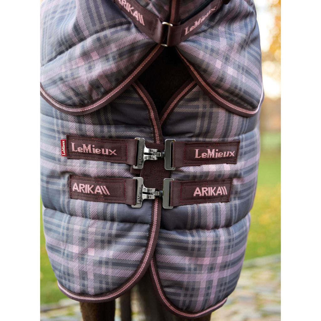 LeMieux Couverture d'Écurie Arika Heritage Check with Neck 200g Cocoa