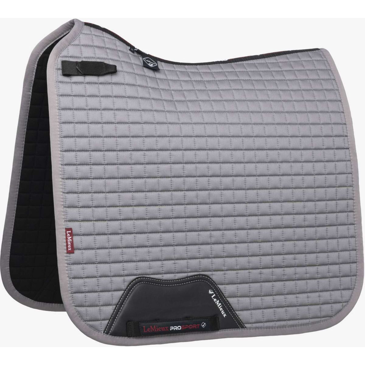 LeMieux Tapis de Selle Prosport Plain Square D-Ring Dressage Gris