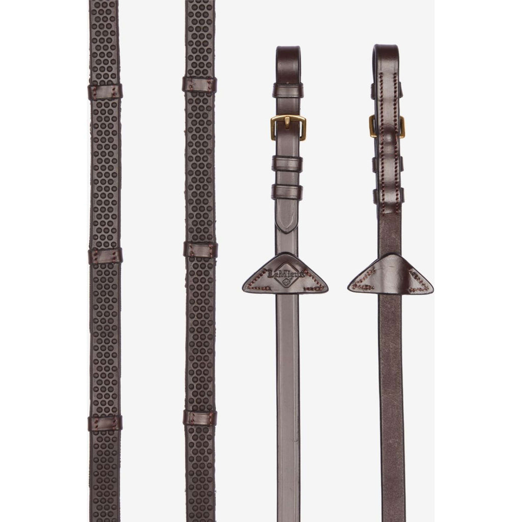 LeMieux Rênes Soft Rubber with Stoppers Havana/Brass