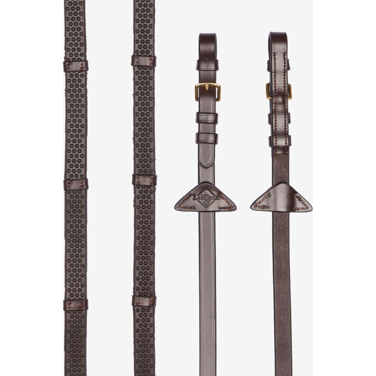LeMieux Rênes Soft Rubber with Stoppers Havana/Brass