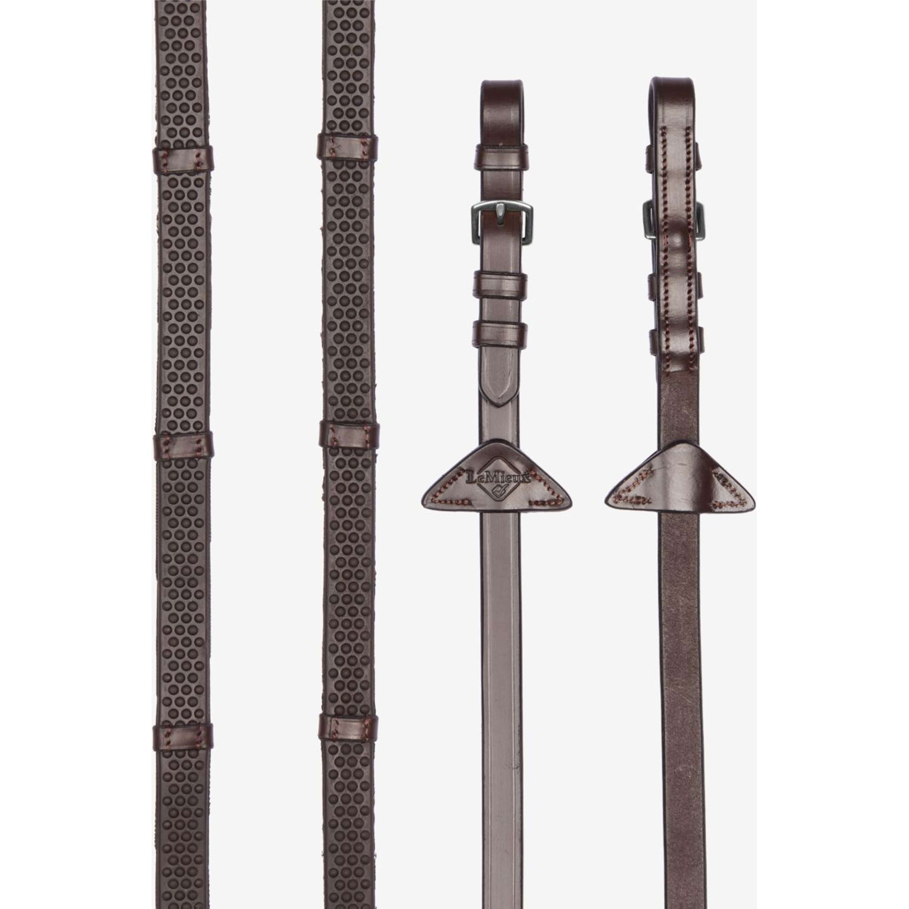 LeMieux Rênes Soft Rubber with Stoppers Havana/Silver