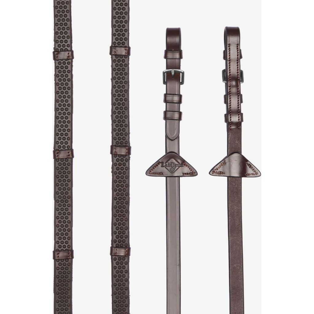 LeMieux Rênes Soft Rubber with Stoppers Havana/Silver