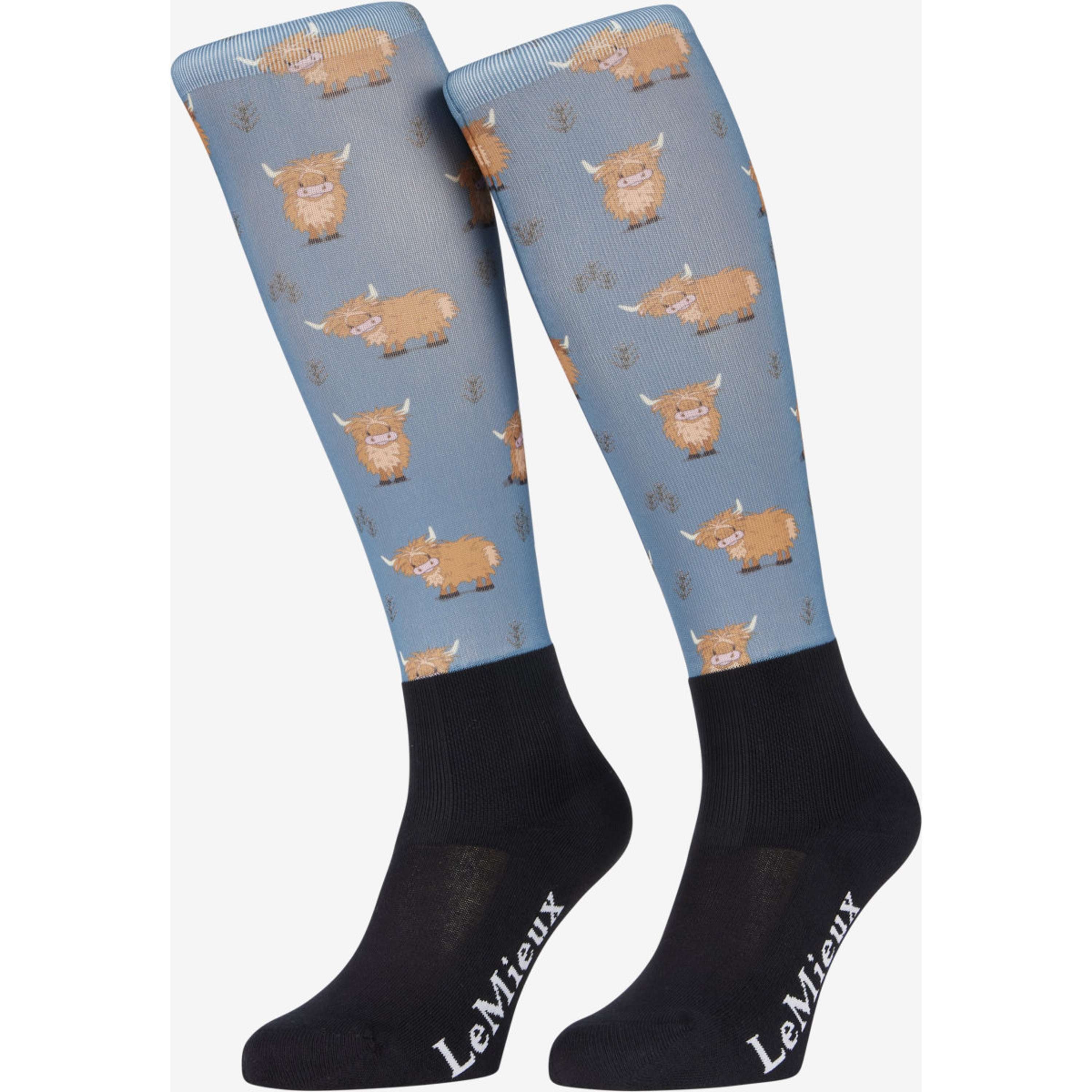 LeMieux Chaussettes d'Équitation Footsie Highland Cow/Aloe