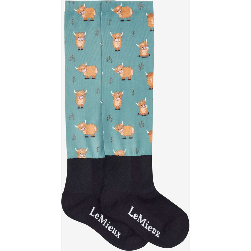 LeMieux Chaussettes d'Équitation Footsie Highland Cow/Aloe