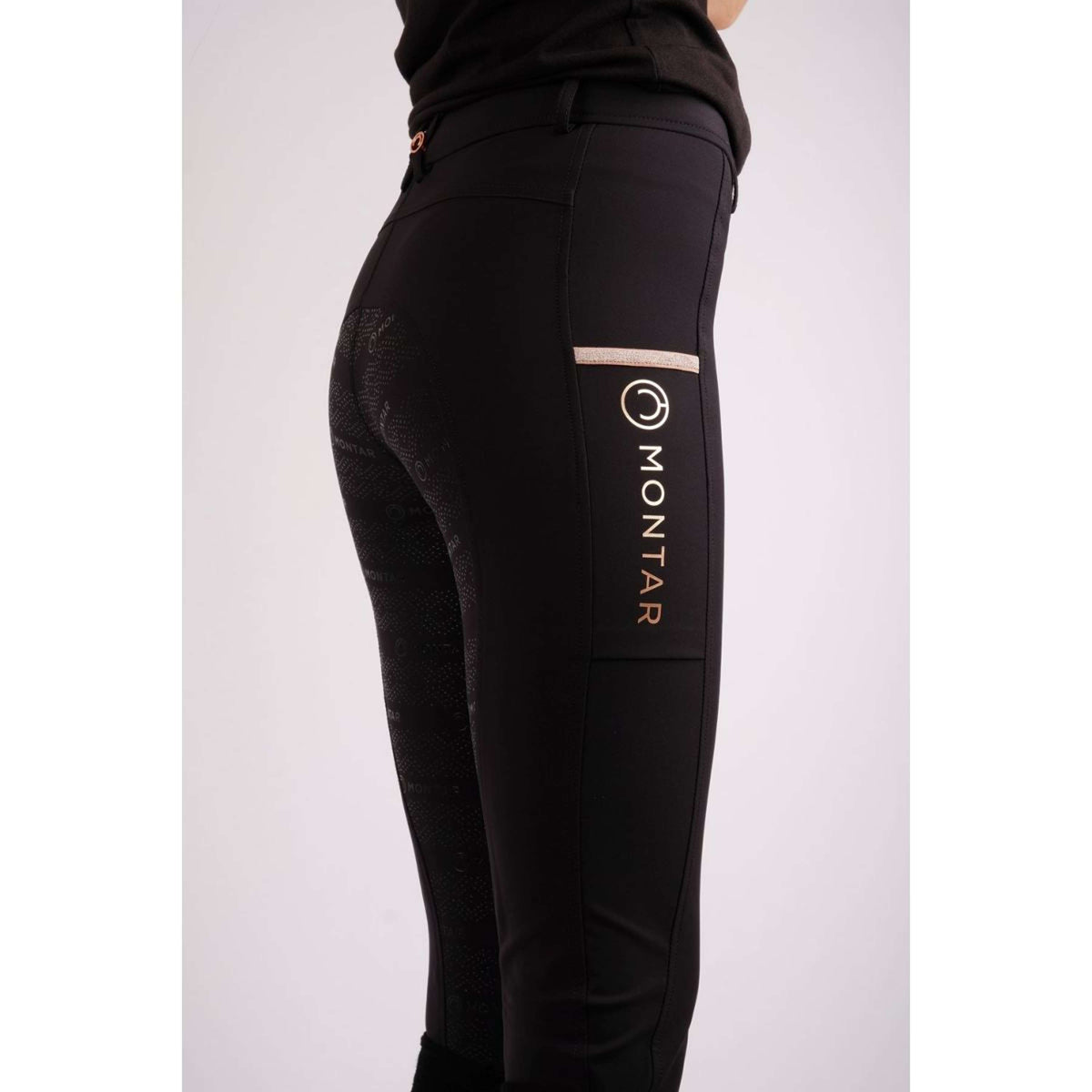 Montar Pantalon d'Équitation Millie Rosegold FullGrip Noir