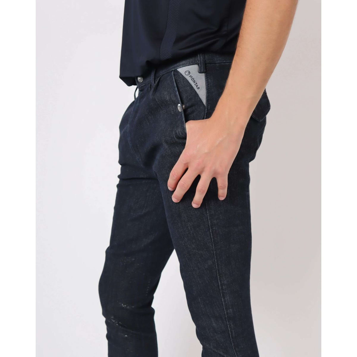 Montar Pantalon d'Équitation ESS Gary Prise de Genou Hommes Denim