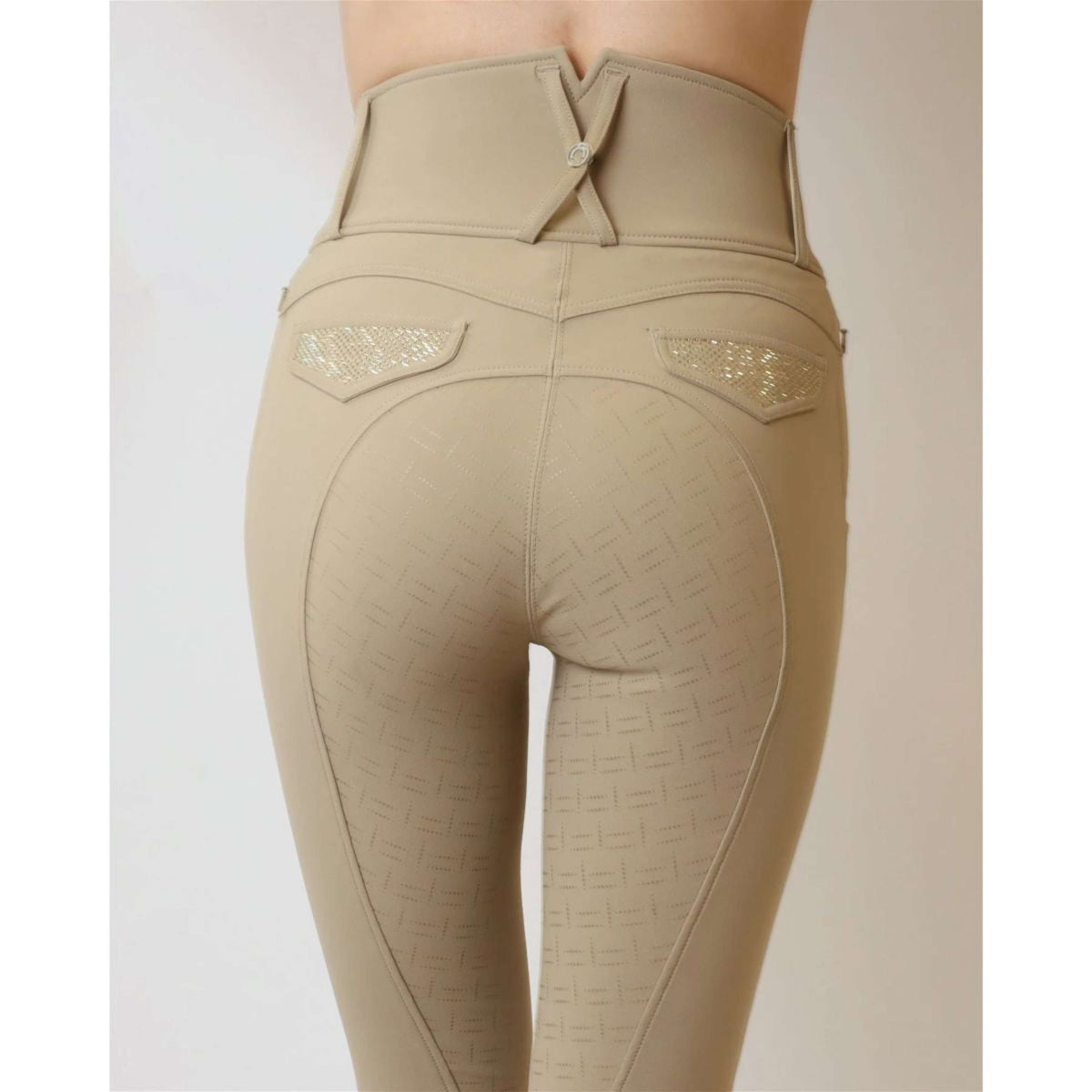 Montar Pantalon d'Équitation Briella Crystal Pocket Full Grip Beige