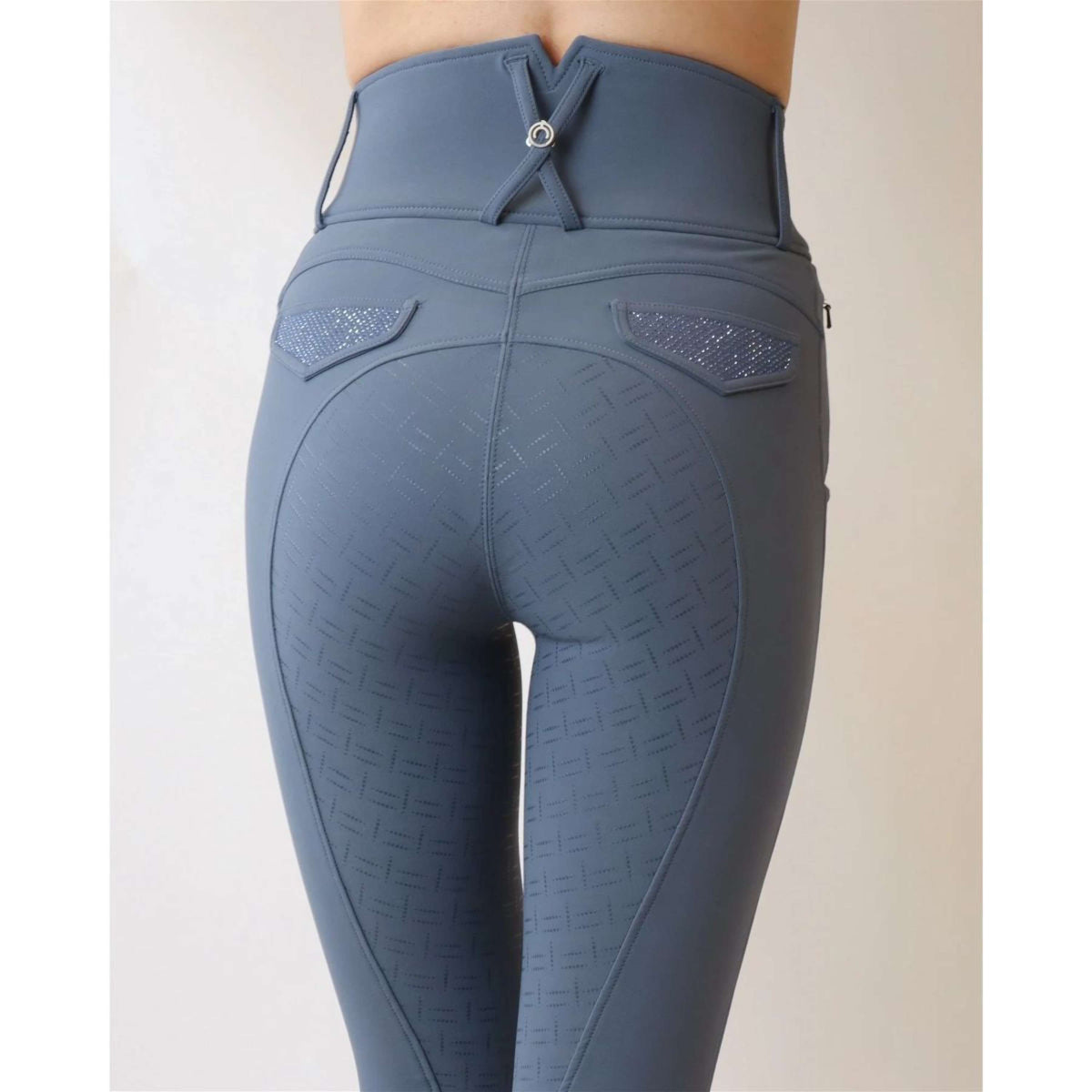 Montar Pantalon d'Équitation Briella Crystal Pocket Full Grip Dove Blue