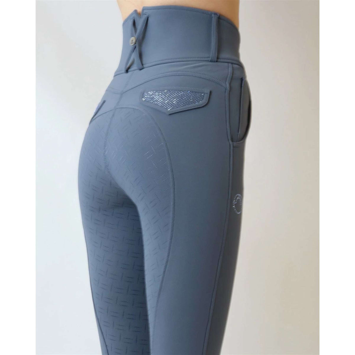 Montar Pantalon d'Équitation Briella Crystal Pocket Full Grip Dove Blue