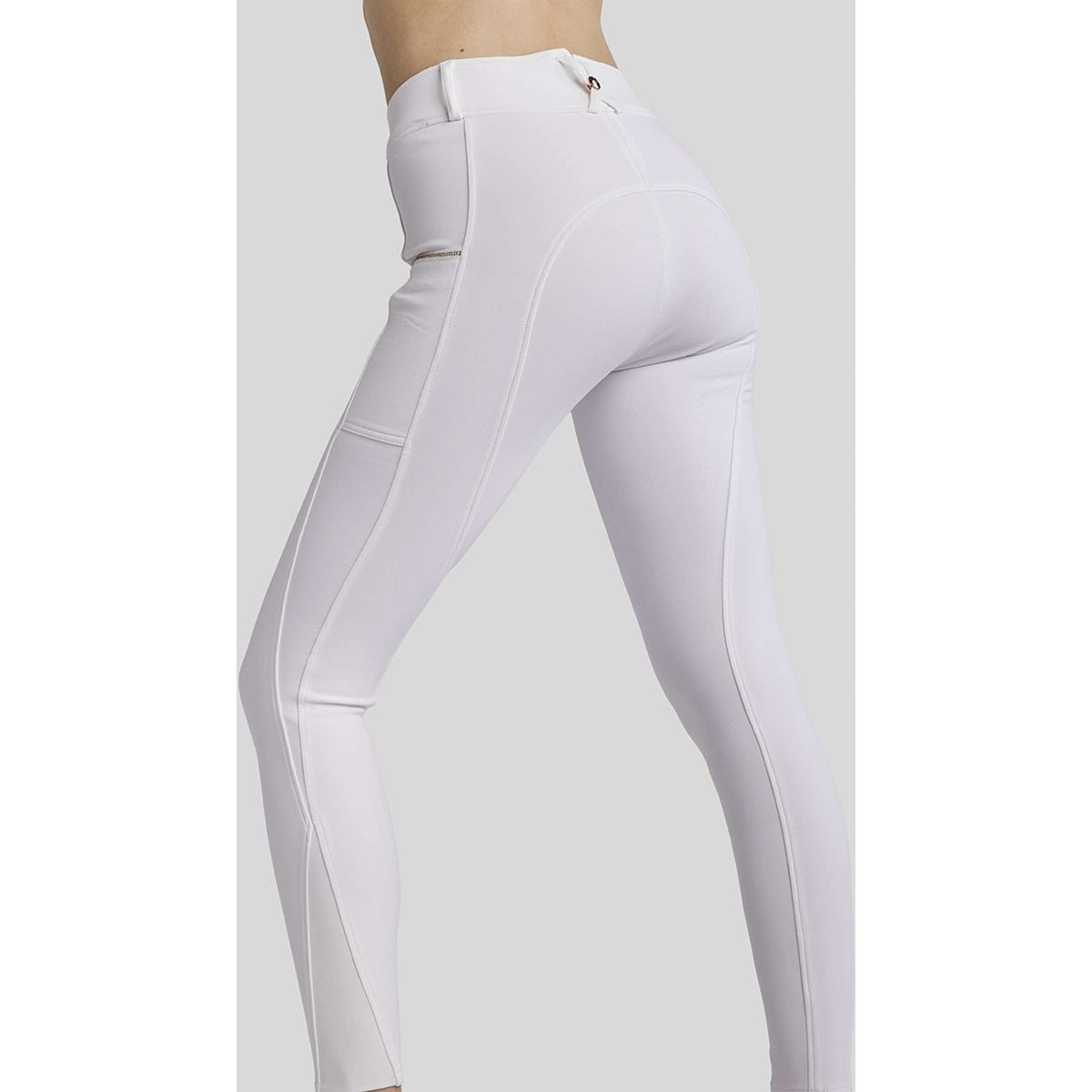 Montar Pantalon d'Équitation MoMaddie Rosegold Crystals Full Grip Blanc